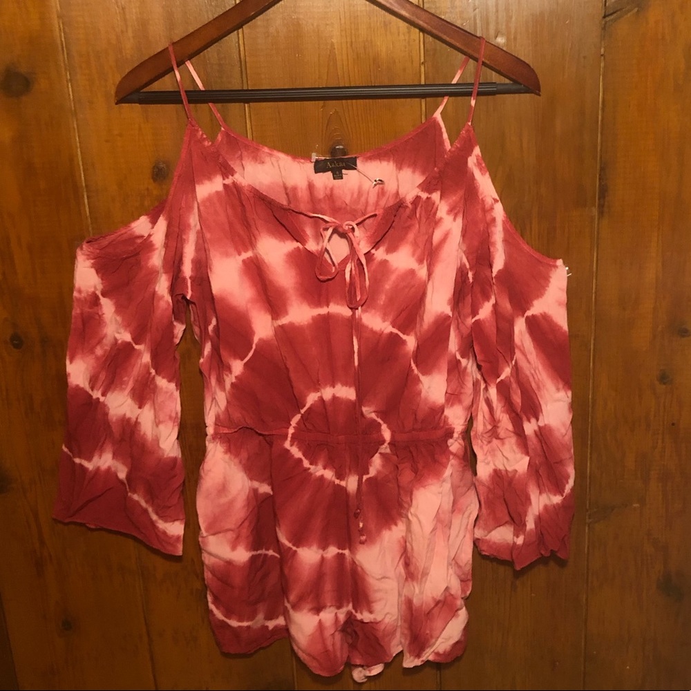 Aakaa Pink and Red Tie Dyed Romper